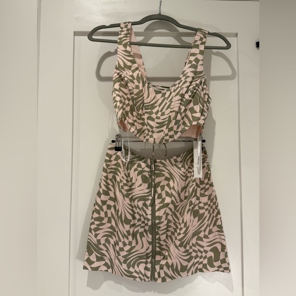For Love And Lemons Nomi Green Pink Set 2 Pc Size S - Picture 2 of 10